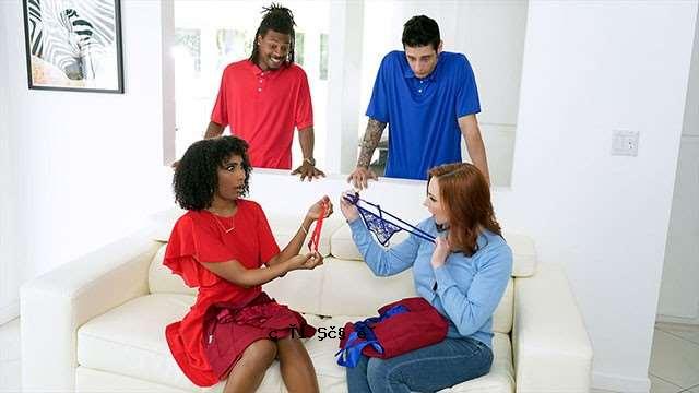 MomSwap-成熟女人，穿着红色连衣裙，进行蜂蜜交换的红色女人