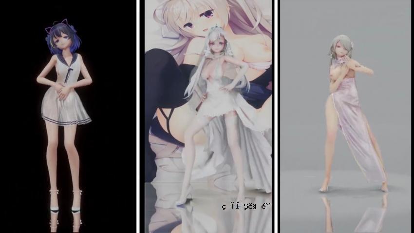 MMD 三人情色女孩